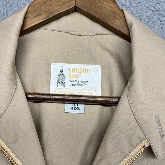 Vintage London Fog Jacket Men's 38 Brown Zip Crop Boxy Talon Reebes 70s 80s Work - Picture 5 of 11